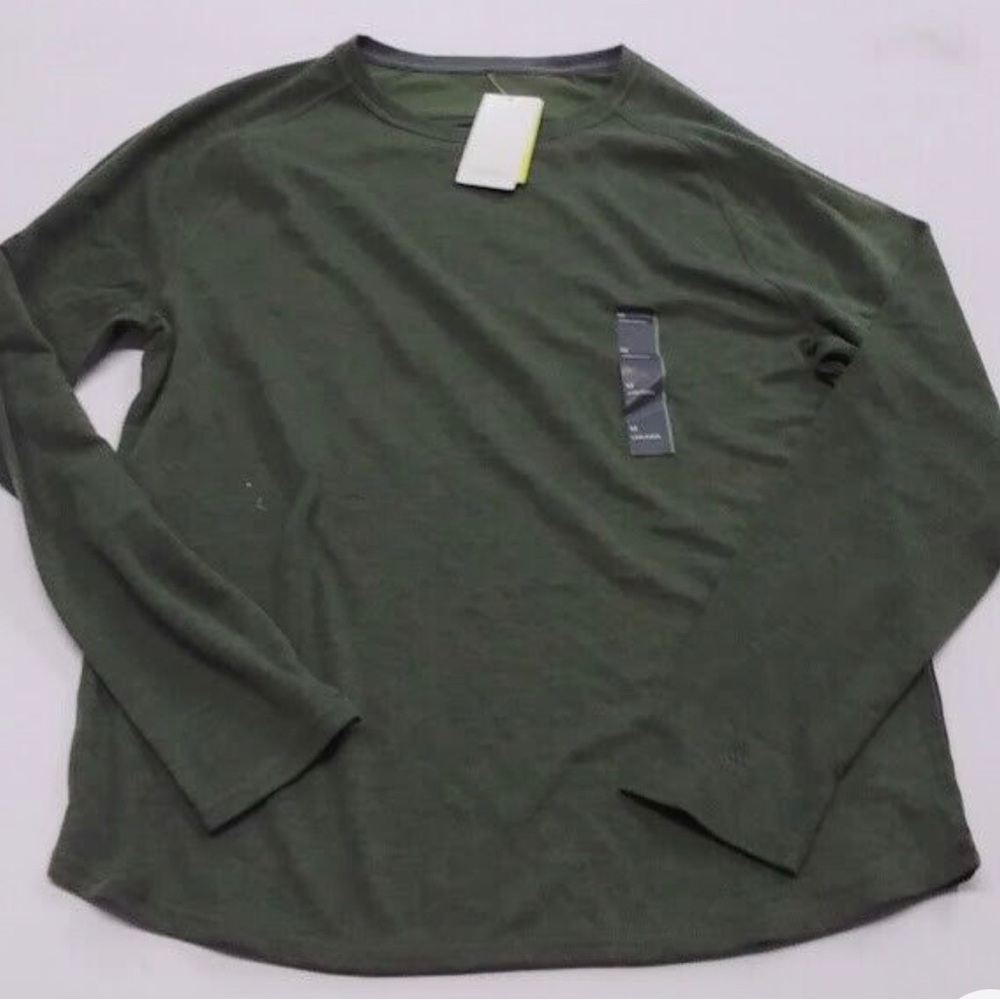 All in Motion Heathered Olive Green s Men's Merino Wool Long Sleeve Athletic top